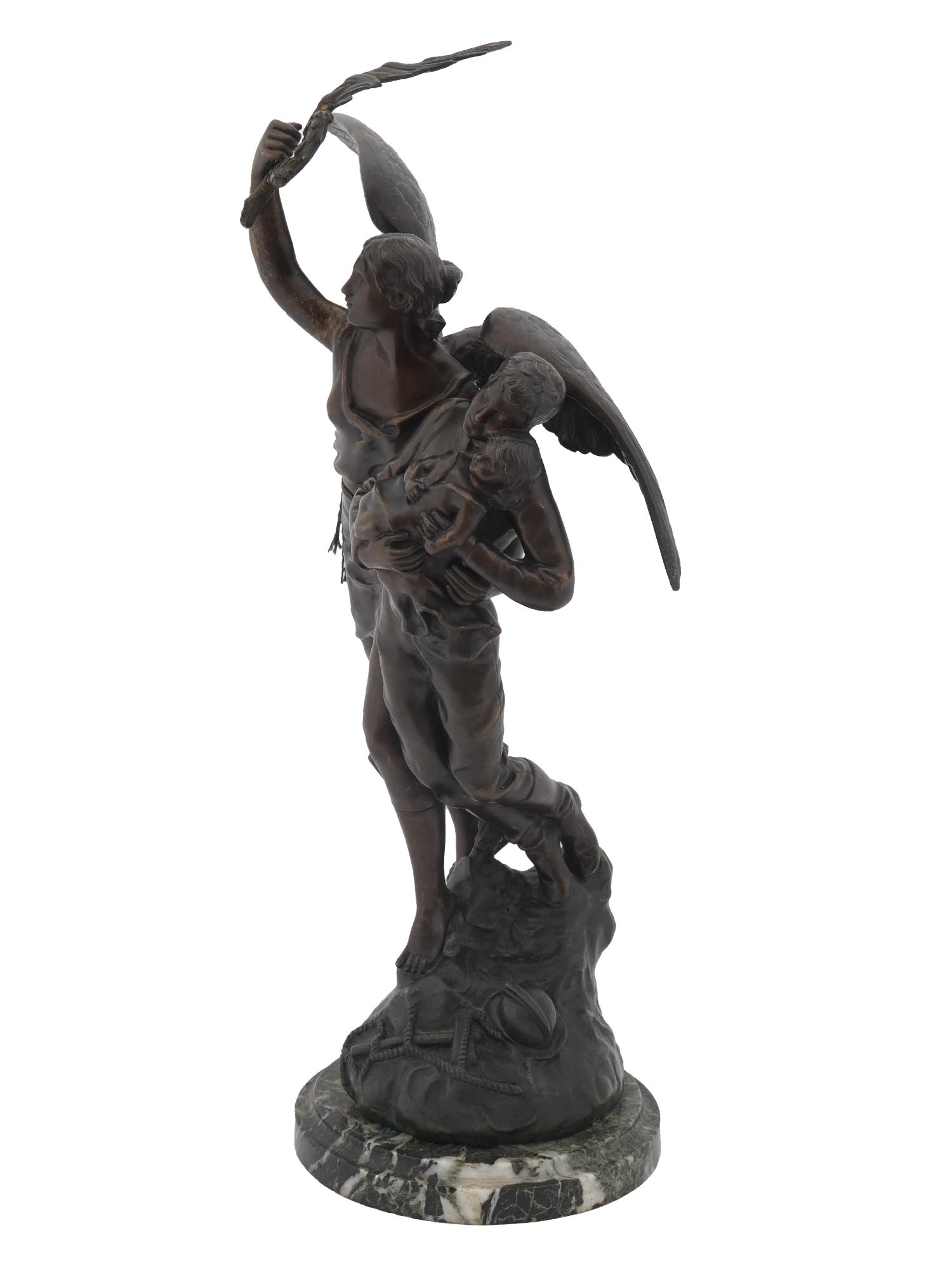 FRENCH FABRICATION FRANCAISE ANGEL SPELTER STATUE PIC-2